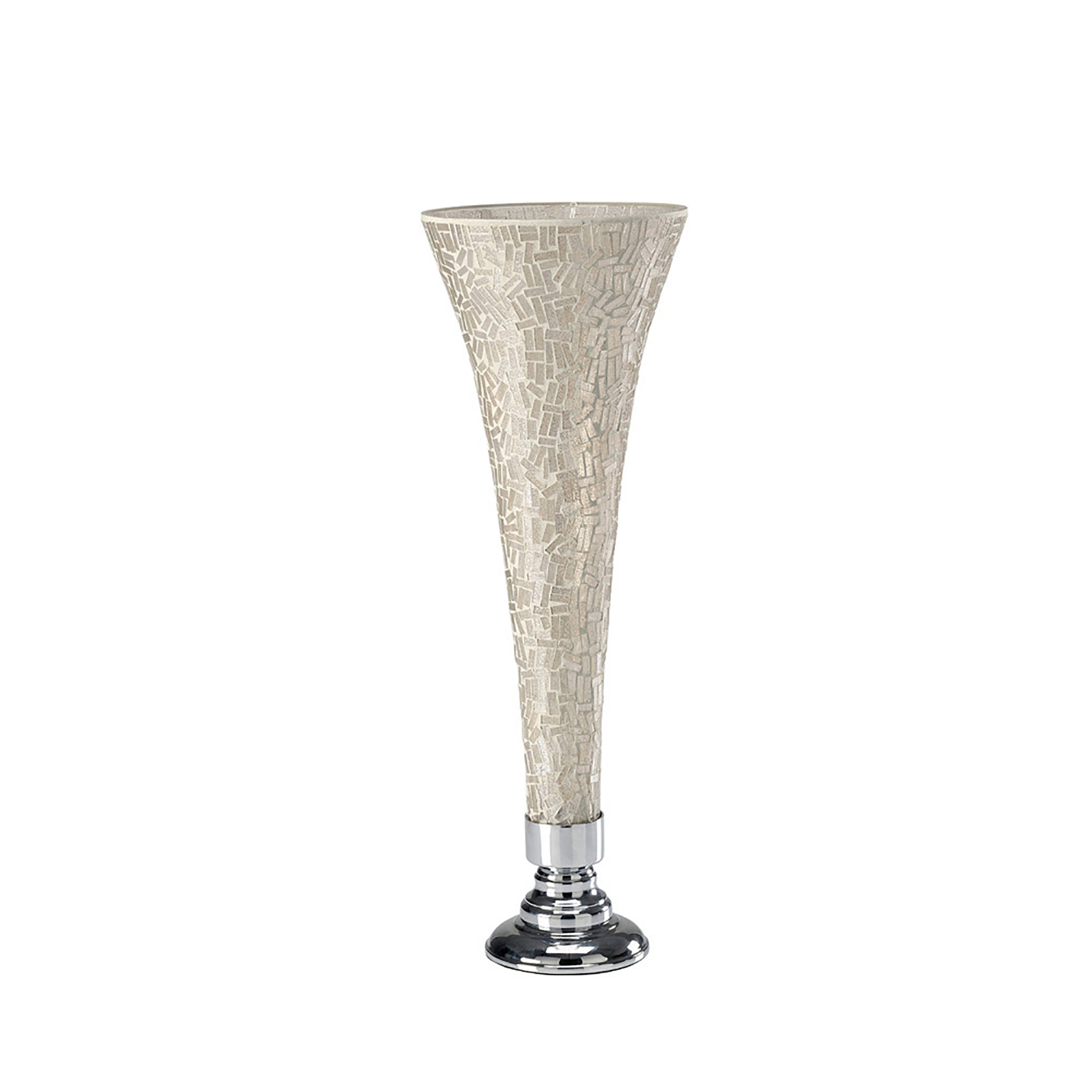 IL70239  Trina Mosaic Vase Small Polished Chrome